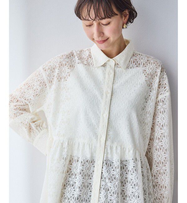 Rope&rsquo;Picnic「レースペプラムシャツブラウス」|シャツ・ブラウス|