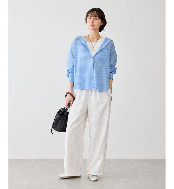 Rope&rsquo;Picnic「お着軽シャツシリーズ コットンボイルフーディーシャツ/接触冷感・通気性」|シャツ・ブラウス|