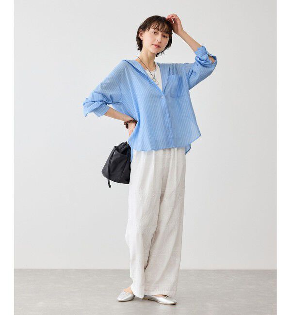 Rope&rsquo;Picnic「お着軽シャツシリーズ コットンボイルフーディーシャツ/接触冷感・通気性」|シャツ・ブラウス|