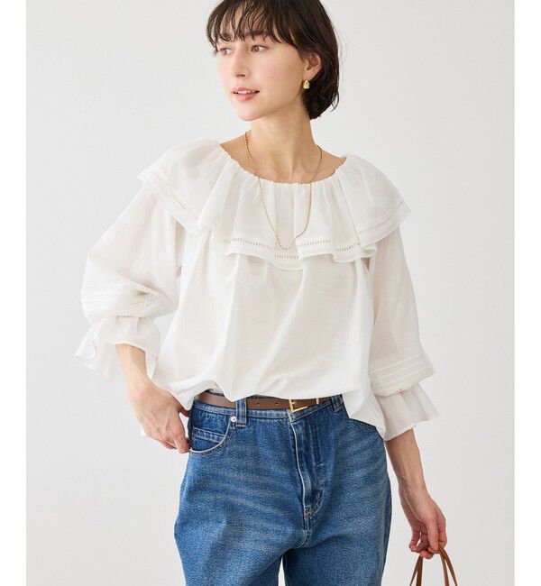 Rope&rsquo;Picnic「お着軽シャツシリーズ レース使い2WAYオフショルシアーブラウス/接触冷感・通気性」|シャツ・ブラウス|