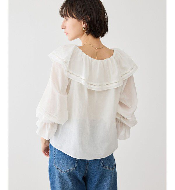 Rope&rsquo;Picnic「お着軽シャツシリーズ レース使い2WAYオフショルシアーブラウス/接触冷感・通気性」|シャツ・ブラウス|