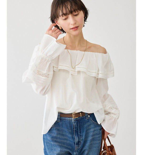 Rope&rsquo;Picnic「お着軽シャツシリーズ レース使い2WAYオフショルシアーブラウス/接触冷感・通気性」|シャツ・ブラウス|