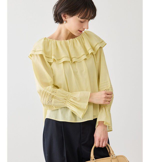 Rope&rsquo;Picnic「お着軽シャツシリーズ レース使い2WAYオフショルシアーブラウス/接触冷感・通気性」|シャツ・ブラウス|