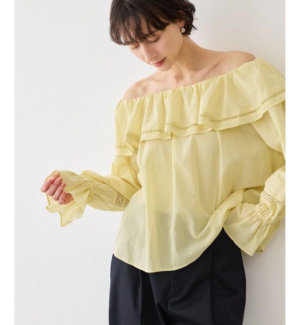 Rope&rsquo;Picnic「お着軽シャツシリーズ レース使い2WAYオフショルシアーブラウス/接触冷感・通気性」|シャツ・ブラウス|