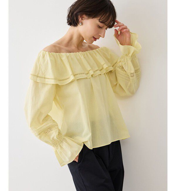 Rope&rsquo;Picnic「お着軽シャツシリーズ レース使い2WAYオフショルシアーブラウス/接触冷感・通気性」|シャツ・ブラウス|