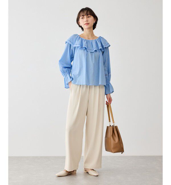 Rope&rsquo;Picnic「お着軽シャツシリーズ レース使い2WAYオフショルシアーブラウス/接触冷感・通気性」|シャツ・ブラウス|