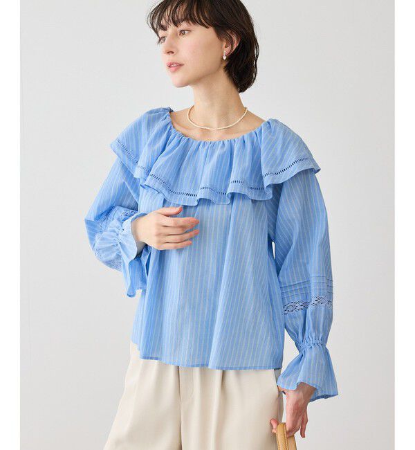 Rope&rsquo;Picnic「お着軽シャツシリーズ レース使い2WAYオフショルシアーブラウス/接触冷感・通気性」|シャツ・ブラウス|