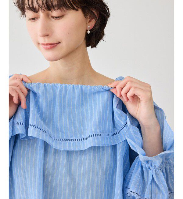 Rope&rsquo;Picnic「お着軽シャツシリーズ レース使い2WAYオフショルシアーブラウス/接触冷感・通気性」|シャツ・ブラウス|