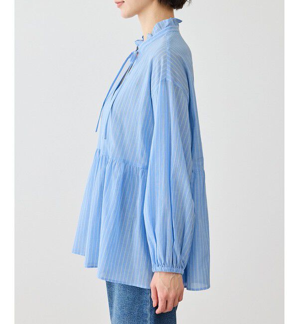 Rope&rsquo;Picnic「お着軽シャツシリーズ フリルカラーシアーペプラムブラウス/接触冷感・通気性」|シャツ・ブラウス|