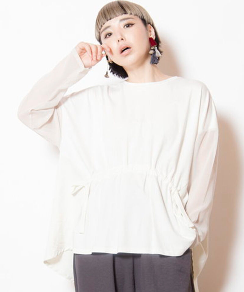  「切替ギャザーTシャツ」|Tシャツ・カットソー|IVORY