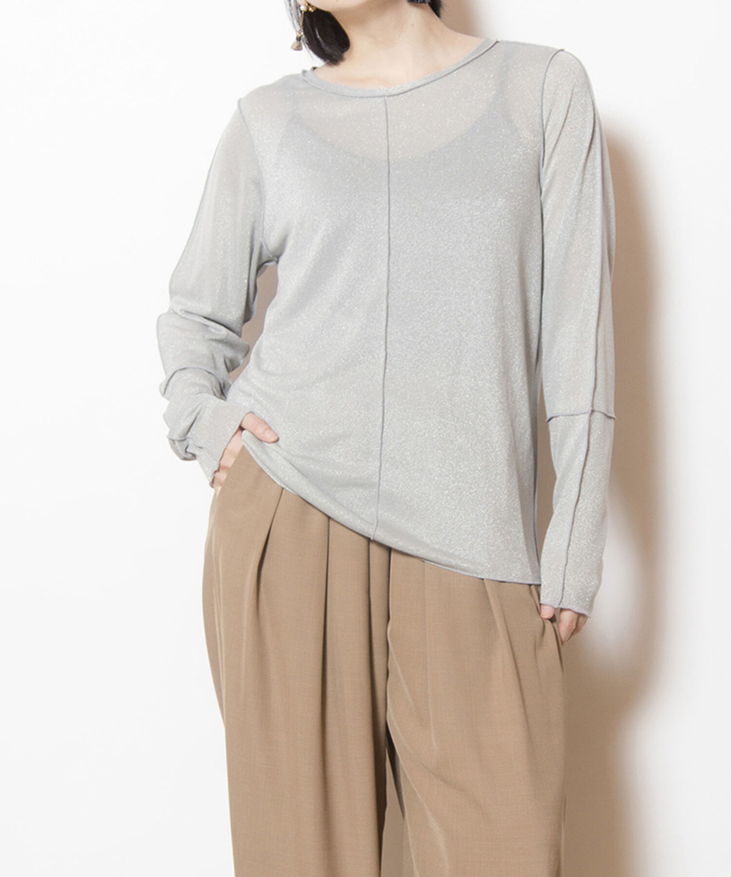  「メロー切替長袖Tシャツ」|Tシャツ・カットソー|L .GRAY