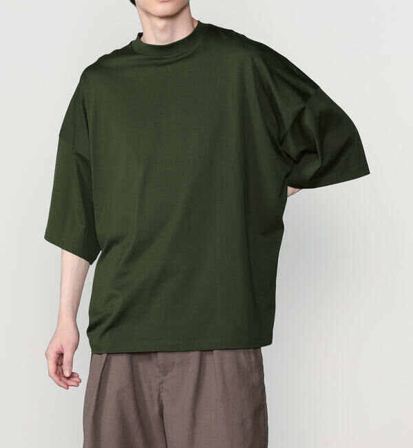 handvaerk「handvaerk | 60/2 ビッグクルーネックTシャツ SOLID MEN」|Tシャツ・カットソー|GREEN系1
