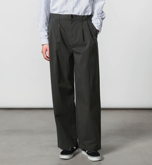 DANTON「DANTON | コットンナイロンツイル 2タックワイドイージーパンツ MEN」|チノ|CHARCOAL