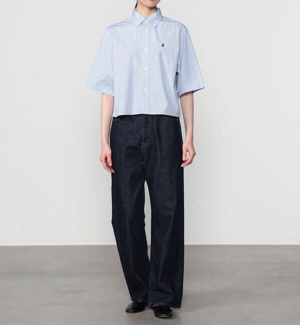  「Gymphlex | コットンブロード ショート ボタンダウン半袖シャツ STRIPE WOMEN」|シャツ・ブラウス|