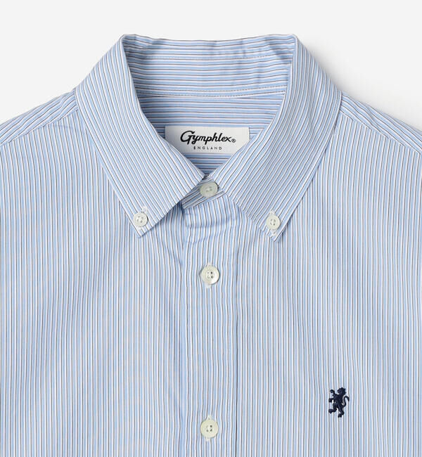  「Gymphlex | コットンブロード ショート ボタンダウン半袖シャツ STRIPE WOMEN」|シャツ・ブラウス|