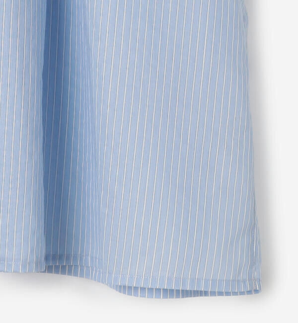 LE GLAZIK「LE GLAZIK | シアーストライプ スタンドカラープルオーバーシャツ WOMEN」|シャツ・ブラウス|