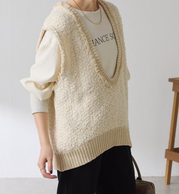 「ツイードライクニットベスト」|ニット・セーター|