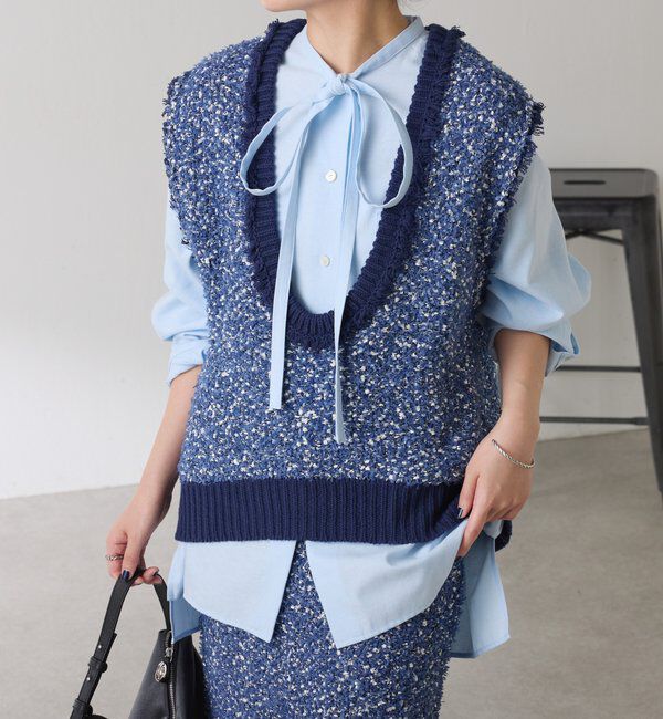  「ツイードライクニットベスト」|ニット・セーター|