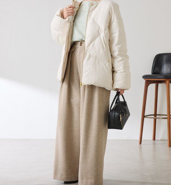  「【マット見え/軽量コート】ライトエンボスノーカラーダウン」|その他|