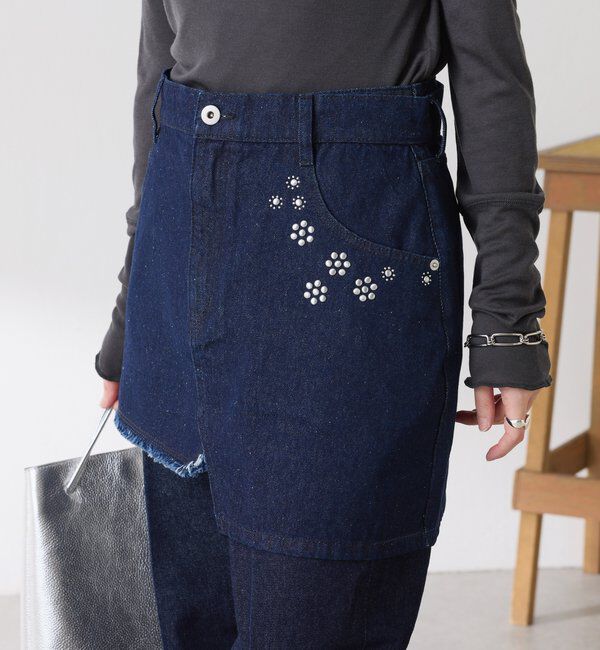  「Q.anos　レイヤードデニムスカート」|スカート|