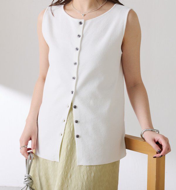  「ドライコットンノースリーブニット」|ニット・セーター|