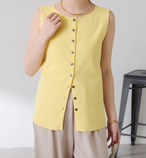  「ドライコットンノースリーブニット」|ニット・セーター|