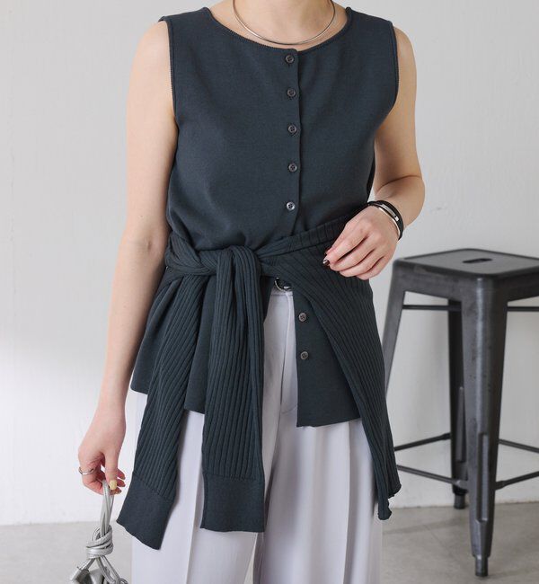  「ドライコットンノースリーブニット」|ニット・セーター|