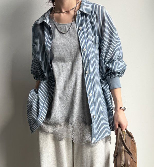  「袖リブシアーデニムシャツ」|シャツ・ブラウス|