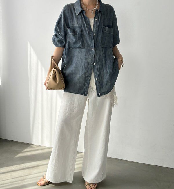  「袖リブシアーデニムシャツ」|シャツ・ブラウス|