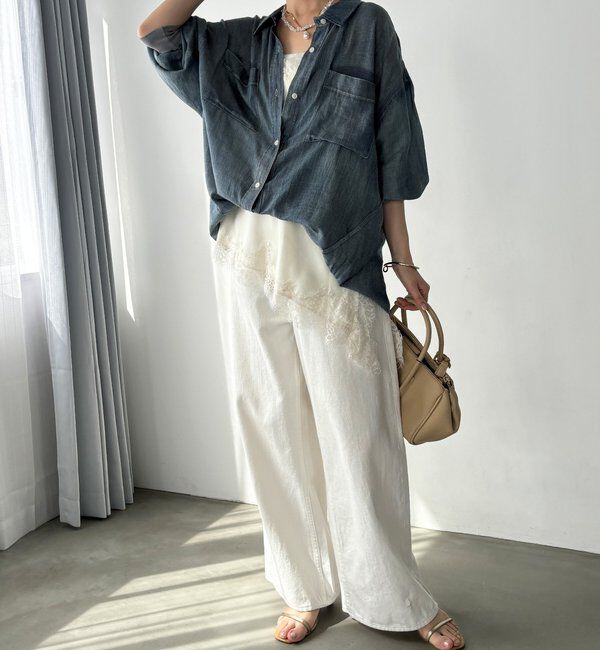  「袖リブシアーデニムシャツ」|シャツ・ブラウス|