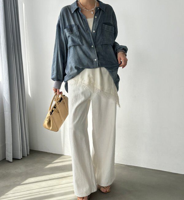  「袖リブシアーデニムシャツ」|シャツ・ブラウス|