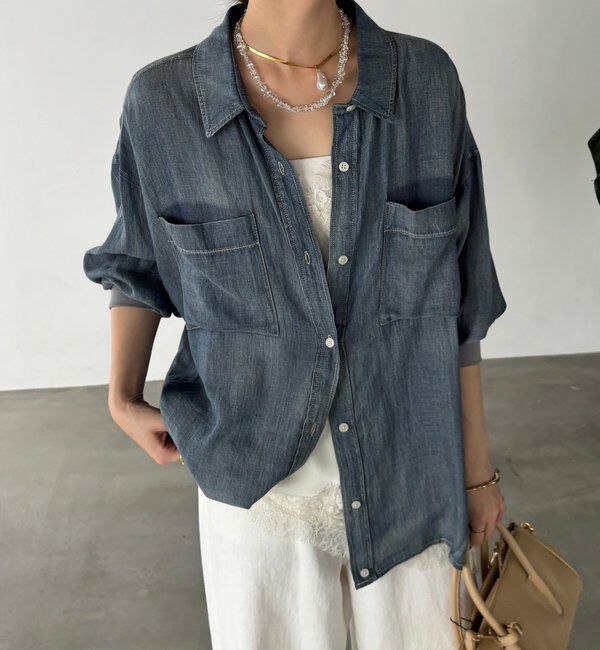  「袖リブシアーデニムシャツ」|シャツ・ブラウス|