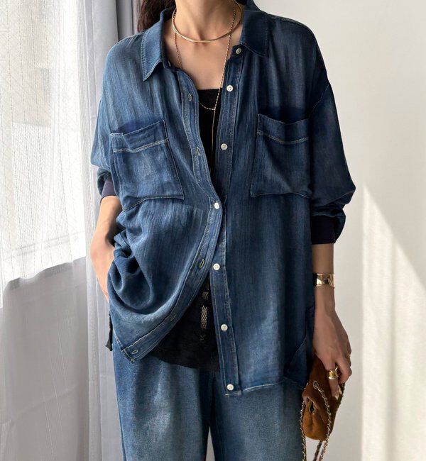  「袖リブシアーデニムシャツ」|シャツ・ブラウス|