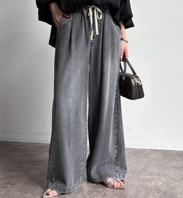  「デニムワイドイージーパンツ」|デニム|ブラック