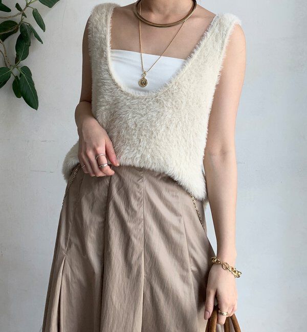  「前後2WAYシャギーニットタンクベスト」|ニット・セーター|