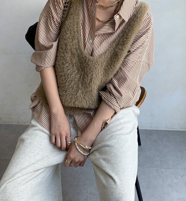  「前後2WAYシャギーニットタンクベスト」|ニット・セーター|