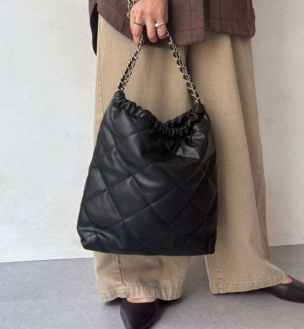  「キルティングチェーンショルダー」|トートバッグ|ブラック