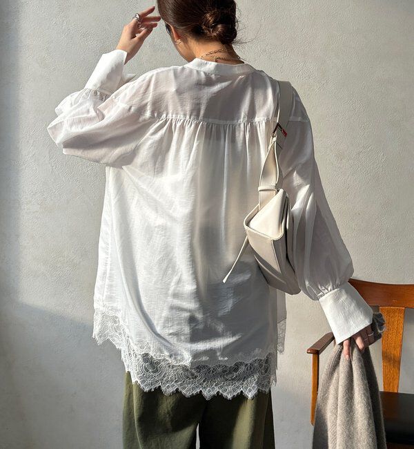  「レース切替チュニック」|シャツ・ブラウス|