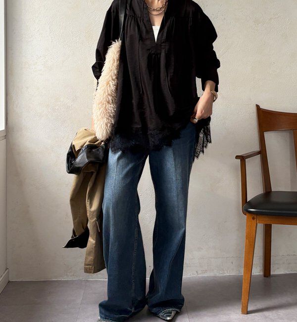  「レース切替チュニック」|シャツ・ブラウス|