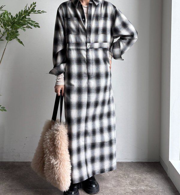  「オンブレチェックワンピース」|ワンピース|