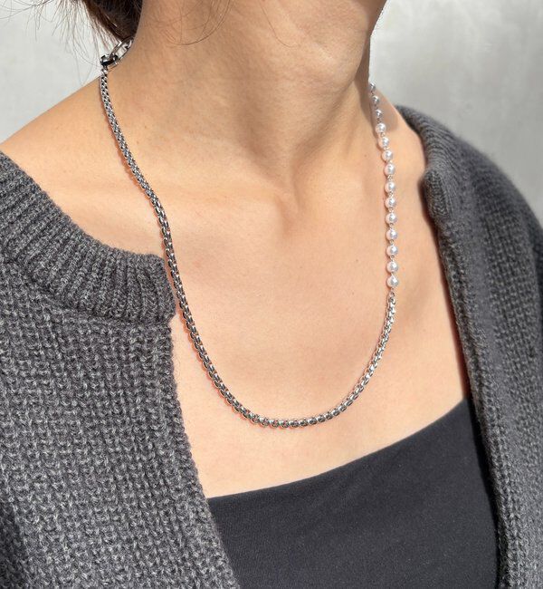  「パール&times;チェーンネックレス」|ネックレス|