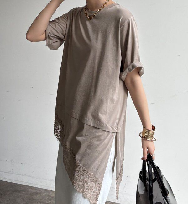  「裾レースアシメTEE」|Tシャツ・カットソー|