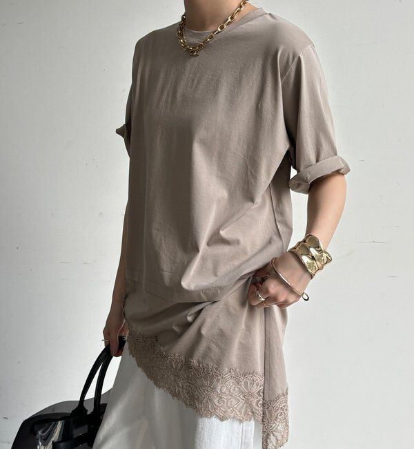  「裾レースアシメTEE」|Tシャツ・カットソー|