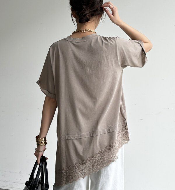  「裾レースアシメTEE」|Tシャツ・カットソー|