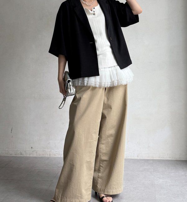  「【セットアップ可能】接触冷感5分袖ジャケット」|テーラードジャケット|