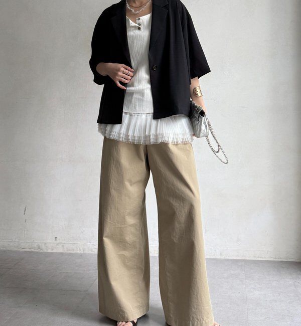  「【セットアップ可能】接触冷感5分袖ジャケット」|テーラードジャケット|