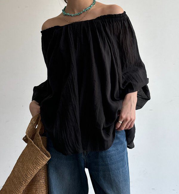  「フラッフィーオフショルブラウス」|シャツ・ブラウス|ブラック