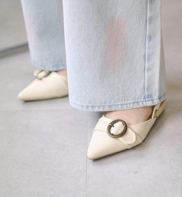  「ラインベルトパンプス」|パンプス|アイボリー