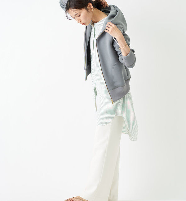  「【WEB限定/キレイめ上品】スポンジダンボールZIPパーカーカットソー」|パーカー|