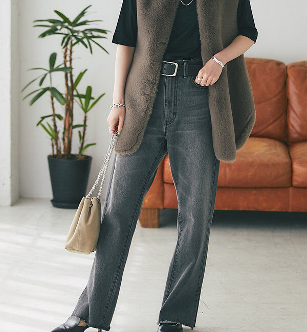  「【全骨格美脚見え！】slit DENIM」|デニム|